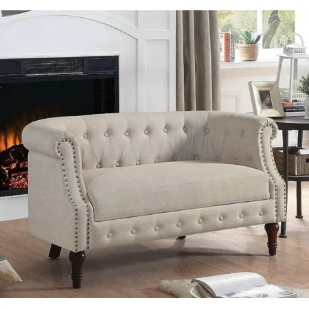 QH23 : Ghế Sofa Viền Đinh Tán - Màu Kem